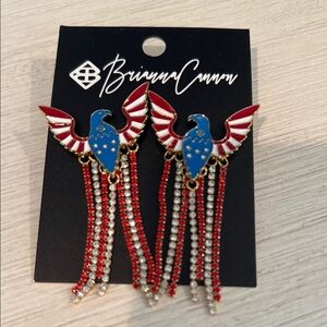Brianna Cannon Patriotic Eagle Earrings, never worn! Light weight!